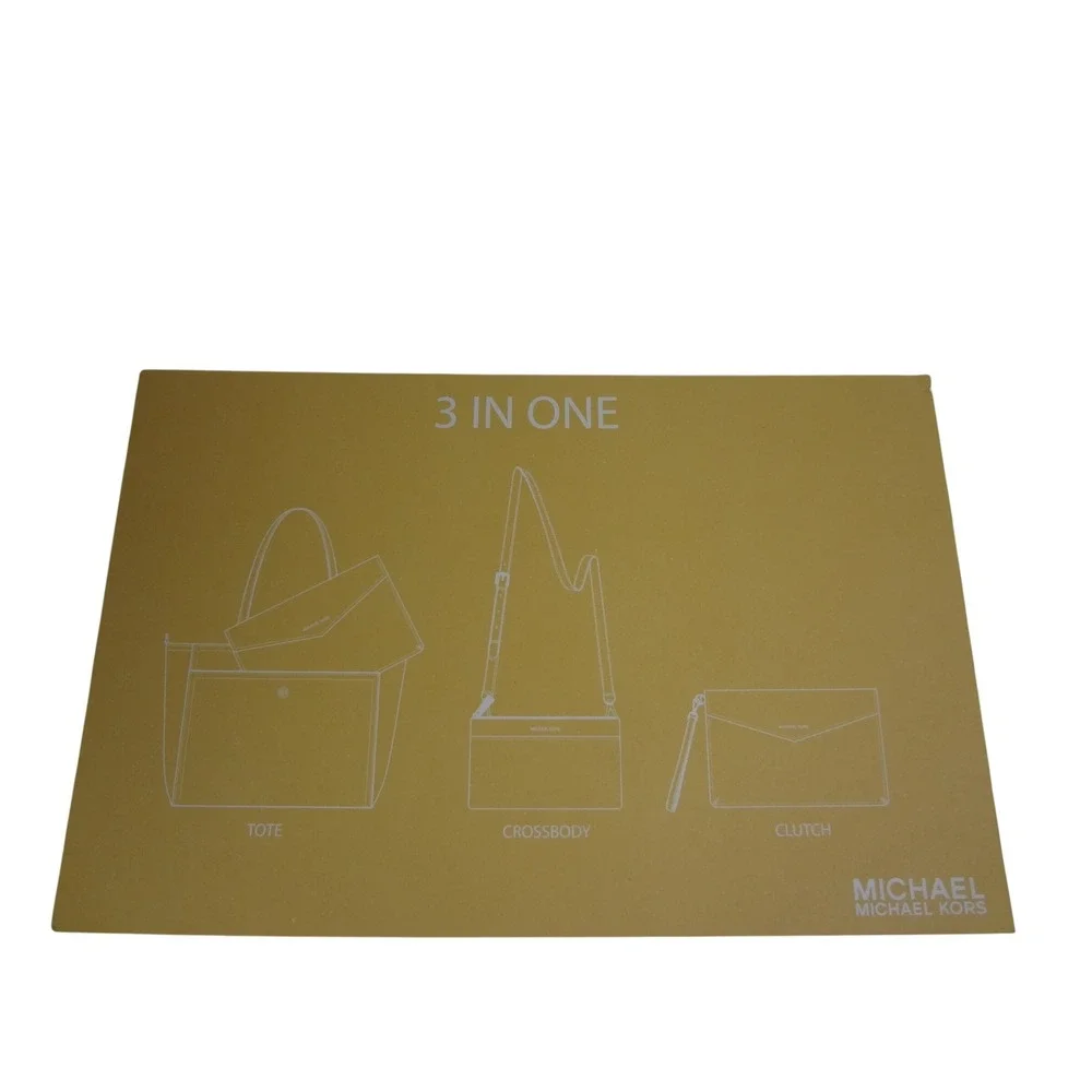 Michael Kors Signature Logo White Black Crossbody Bag 3-in-1 Clutch Pouch - Picture 5 of 11